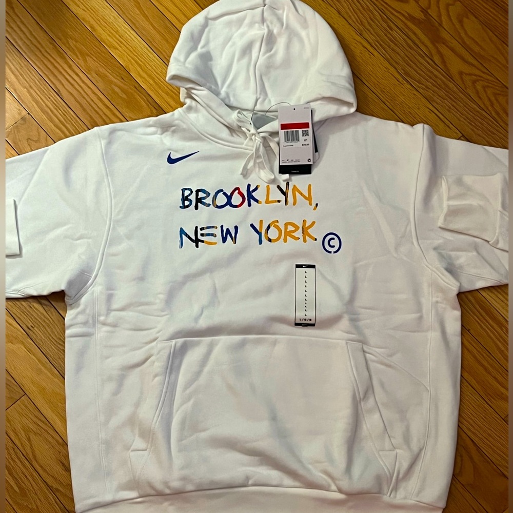 NIKE BROOKLYN NETS HOODIE WHITE LARGE